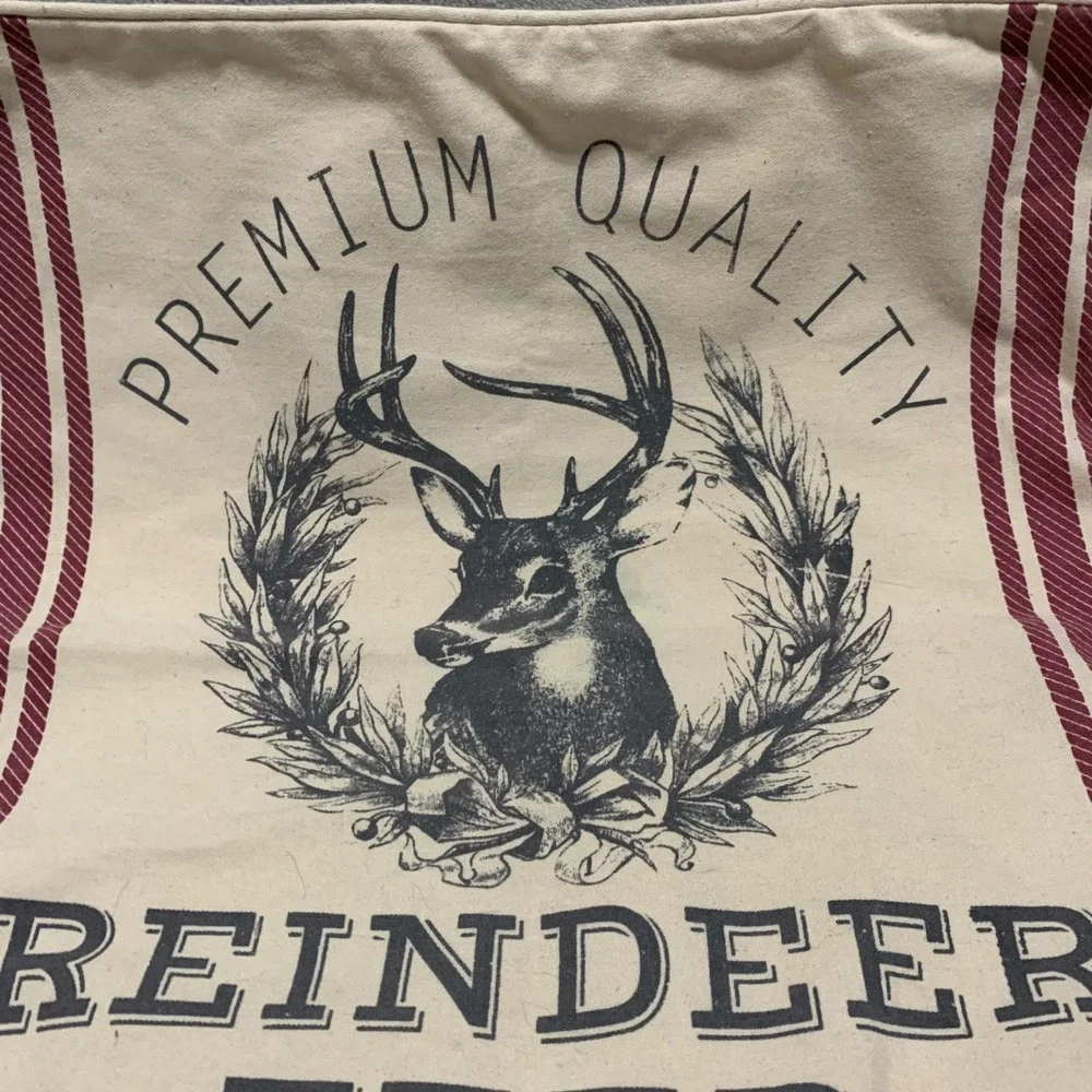 Rachel Ashwell The Prairie Reindeer Feed Christmas Pillow Cover Red Cream 19x19